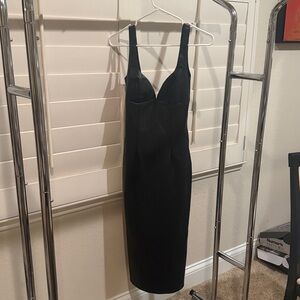 New Astr the label Black Midi Dress - faux leather